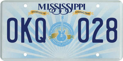 MS license plate OKQ028