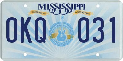 MS license plate OKQ031