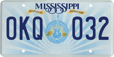 MS license plate OKQ032