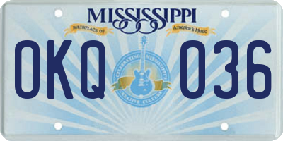 MS license plate OKQ036