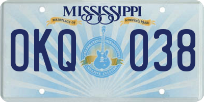 MS license plate OKQ038