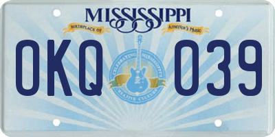 MS license plate OKQ039