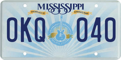 MS license plate OKQ040