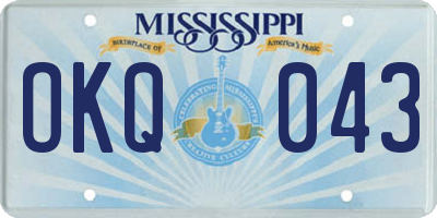 MS license plate OKQ043