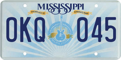 MS license plate OKQ045