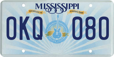 MS license plate OKQ080