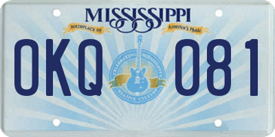 MS license plate OKQ081