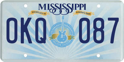 MS license plate OKQ087