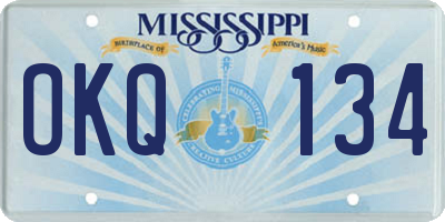MS license plate OKQ134