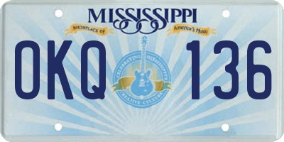 MS license plate OKQ136