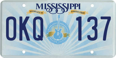MS license plate OKQ137