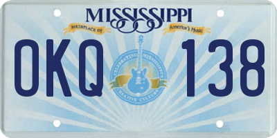 MS license plate OKQ138