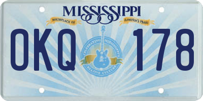MS license plate OKQ178