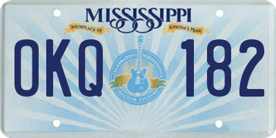 MS license plate OKQ182