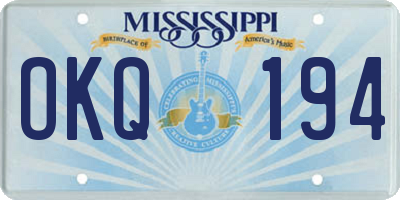 MS license plate OKQ194
