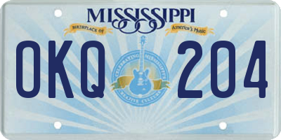 MS license plate OKQ204
