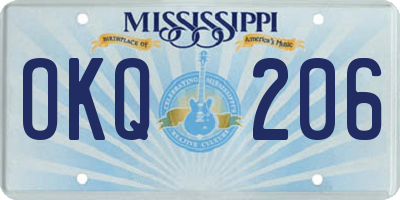 MS license plate OKQ206