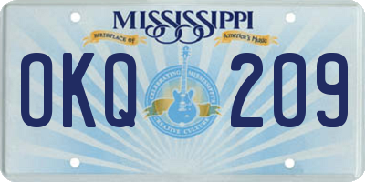 MS license plate OKQ209