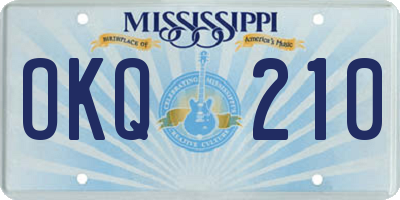 MS license plate OKQ210