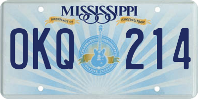 MS license plate OKQ214