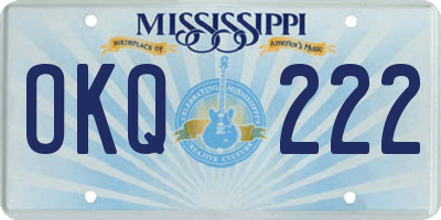 MS license plate OKQ222