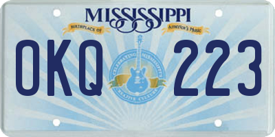 MS license plate OKQ223