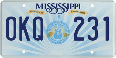 MS license plate OKQ231