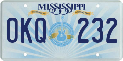 MS license plate OKQ232