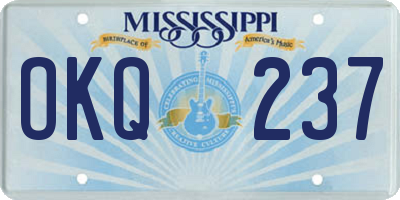 MS license plate OKQ237