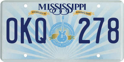 MS license plate OKQ278