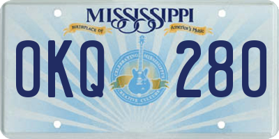 MS license plate OKQ280