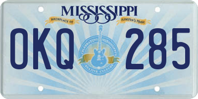 MS license plate OKQ285
