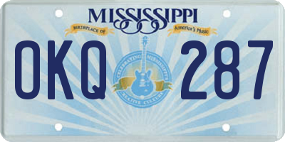 MS license plate OKQ287