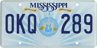 MS license plate OKQ289