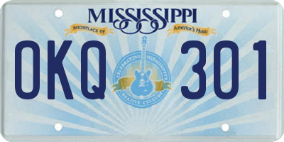 MS license plate OKQ301