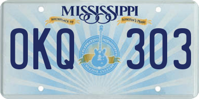 MS license plate OKQ303