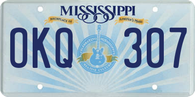 MS license plate OKQ307