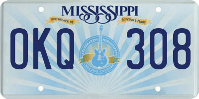 MS license plate OKQ308
