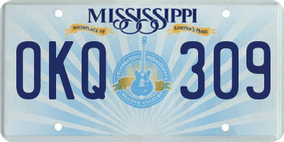 MS license plate OKQ309