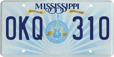 MS license plate OKQ310