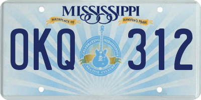 MS license plate OKQ312