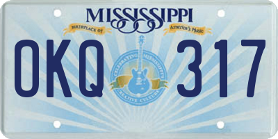 MS license plate OKQ317