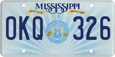 MS license plate OKQ326