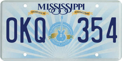 MS license plate OKQ354