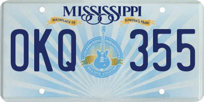 MS license plate OKQ355