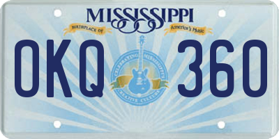 MS license plate OKQ360