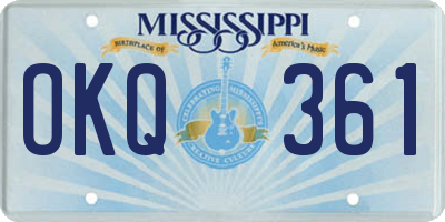 MS license plate OKQ361
