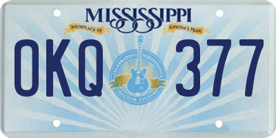 MS license plate OKQ377