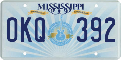 MS license plate OKQ392