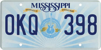 MS license plate OKQ398